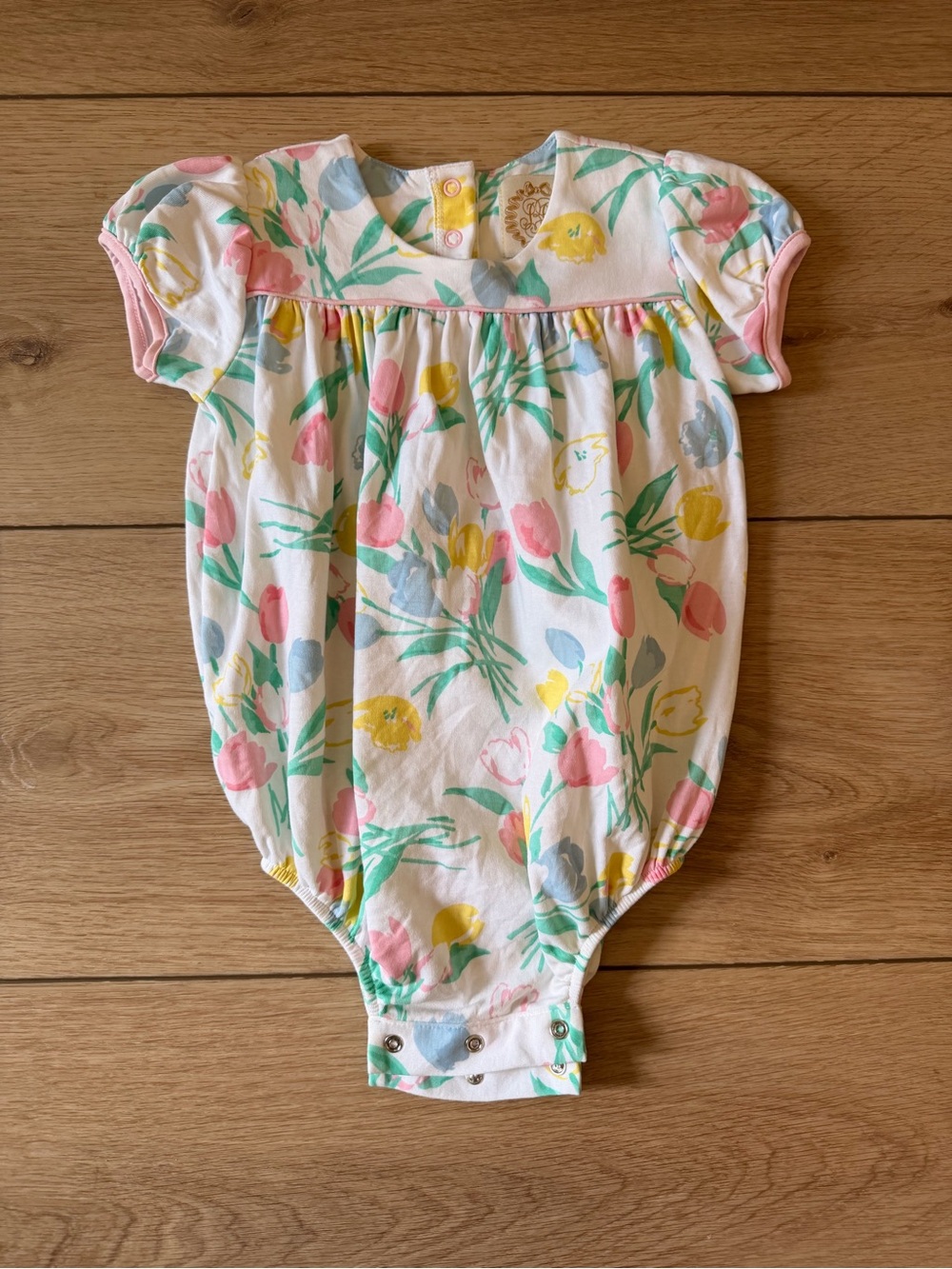 Floral Tulip Bubble One-Piece for Babies - Pink/Yellow/Green